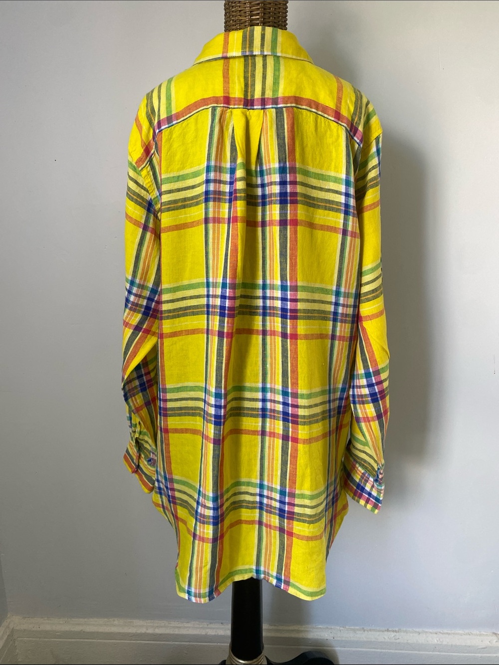 Lauren Ralph Lauren Bright Yellow Multicolor Plaid Button-Down Shirt - Picture 2 of 8